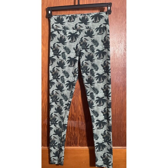 LuLaRoe OS Leggings Palm Trees Coconut Palm  - One Size Floral  Green Gray - Picture 1 of 10